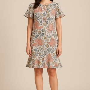 LOFT petites floral ruffle hem dress SP